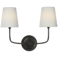 Vendome 16" Cordless Double Sconce | Bronze | Linen Shades