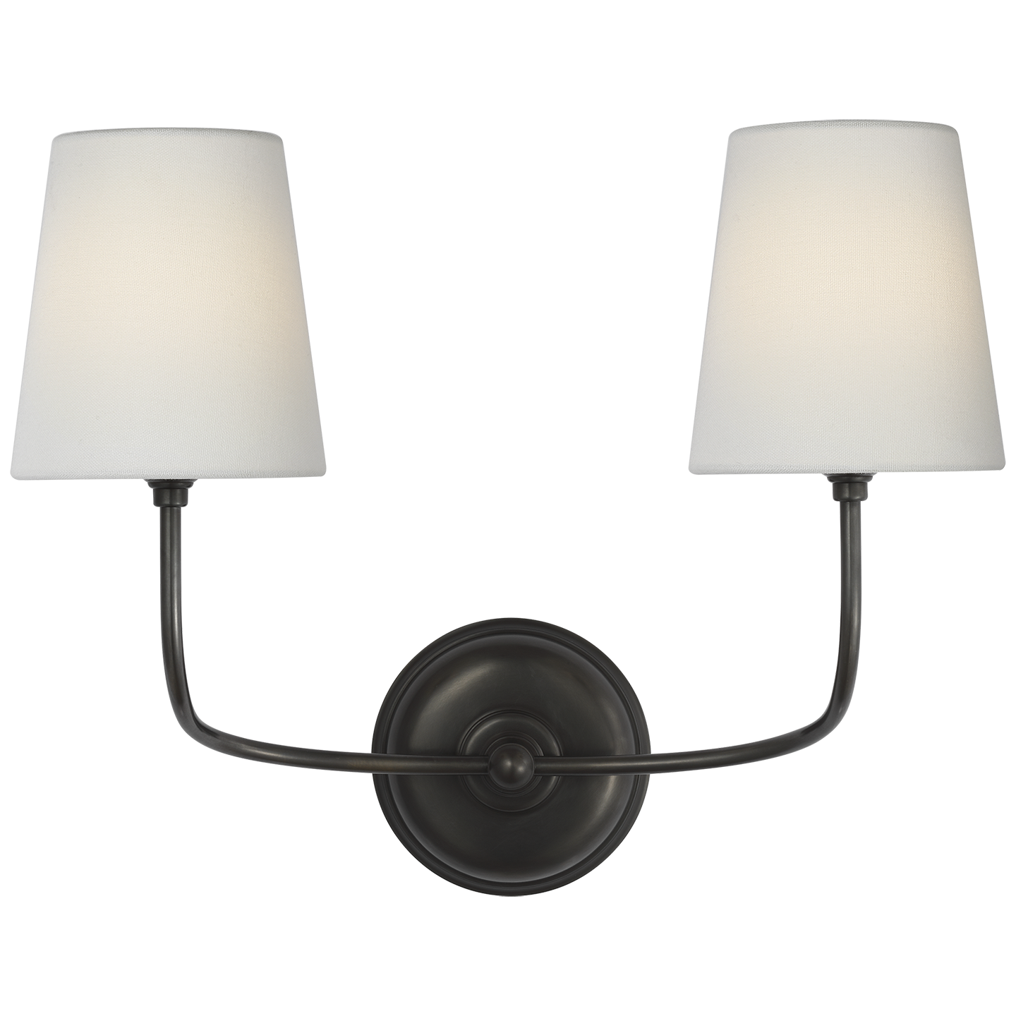 Vendome 16" Cordless Double Sconce | Bronze | Linen Shades