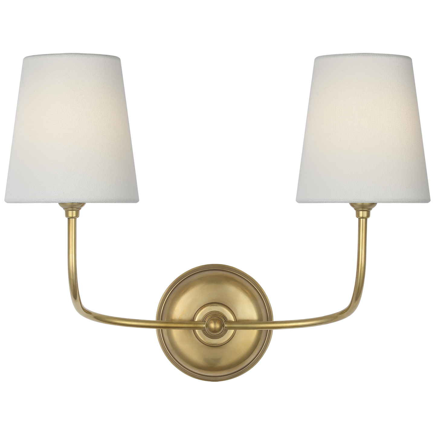 Vendome 16" Cordless Double Sconce | Hand-Rubbed Antique Brass | Linen Shades