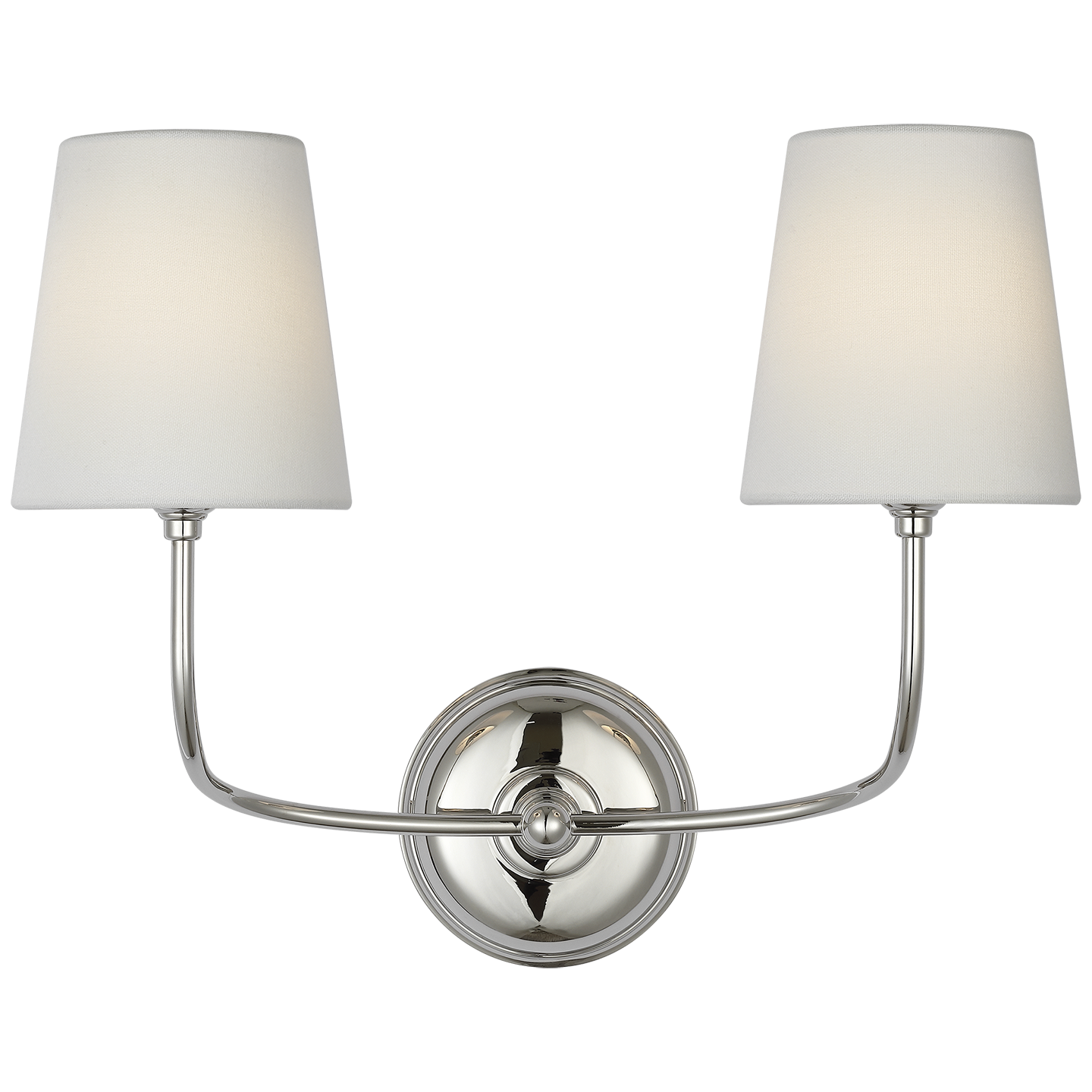 Vendome 16" Cordless Double Sconce | Polished Nickel | Linen Shades