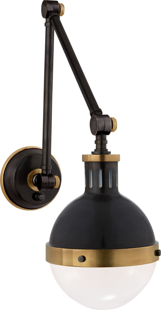 Hicks Library Light | Bronze and Hand-Rubbed Antique Brass | White Glass