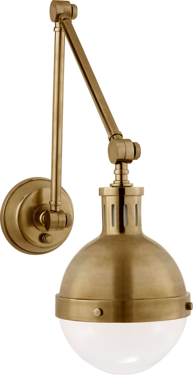 Hicks Library Light | Hand-Rubbed Antique Brass | White Glass