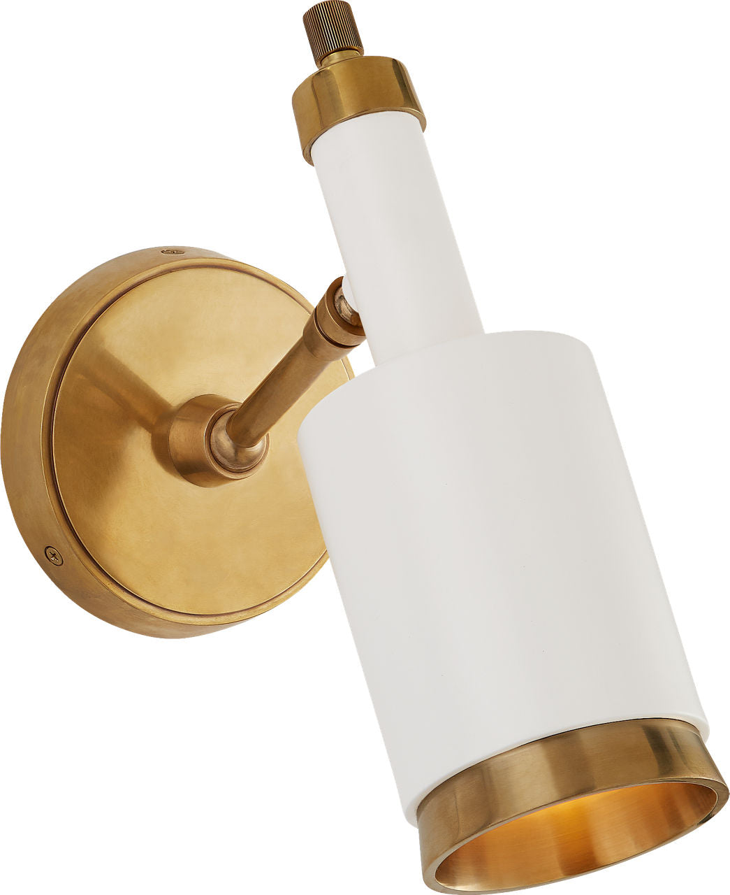 Anders Small Articulating Wall Light | Hand-Rubbed Antique Brass and White