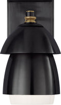 Whitman Small Sconce | Bronze and Hand-Rubbed Antique Brass | Bronze and White Glass Shade