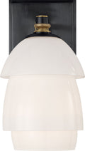 Whitman Small Sconce | Bronze and Hand-Rubbed Antique Brass | White Glass Shade
