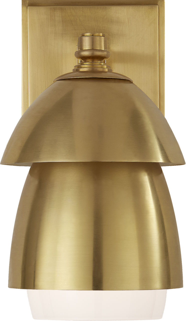 Whitman Small Sconce | Hand-Rubbed Antique Brass w/ Hand-Rubbed Antique Brass and White Glass Shade