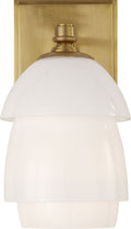 Whitman Small Sconce | Hand-Rubbed Antique Brass | White Glass Shade