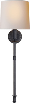 Michel Tail Sconce | Aged Iron | Natural Paper Shade