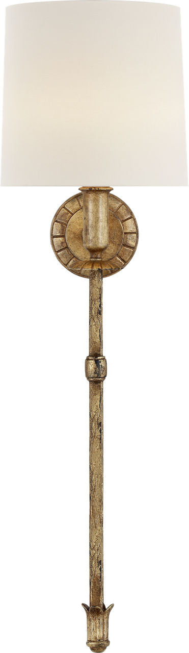 Michel Tail Sconce | Gild | Linen Shade