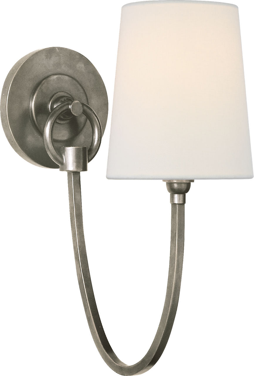 Reed Single Sconce | Antique Nickel | Linen Shade