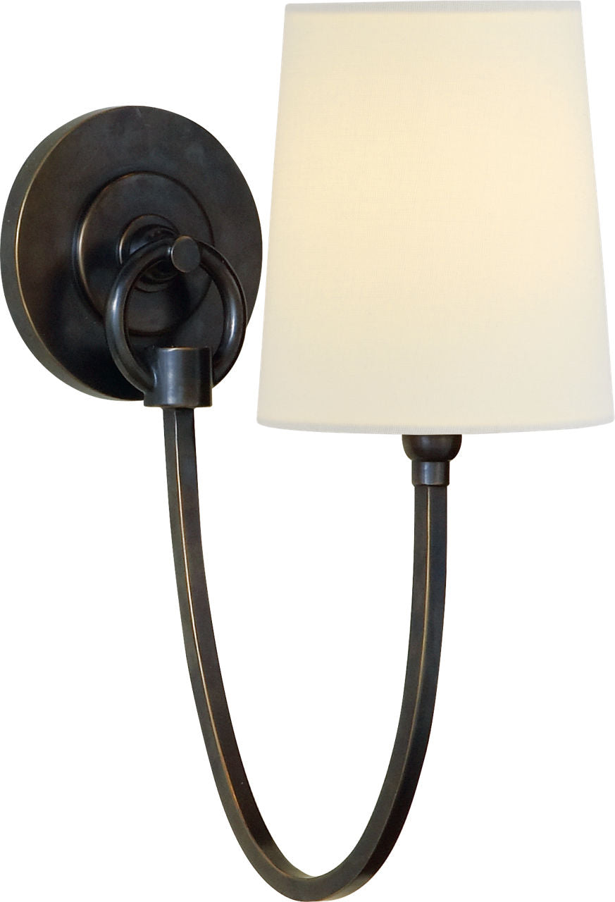 Reed Single Sconce | Bronze | Linen Shade