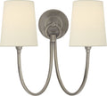 Reed Double Sconce | Antique Nickel | Linen Shades