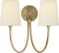 Reed Double Sconce | Hand-Rubbed Antique Brass | Linen Shades