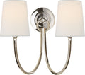 Reed Double Sconce | Polished Nickel | Linen Shades
