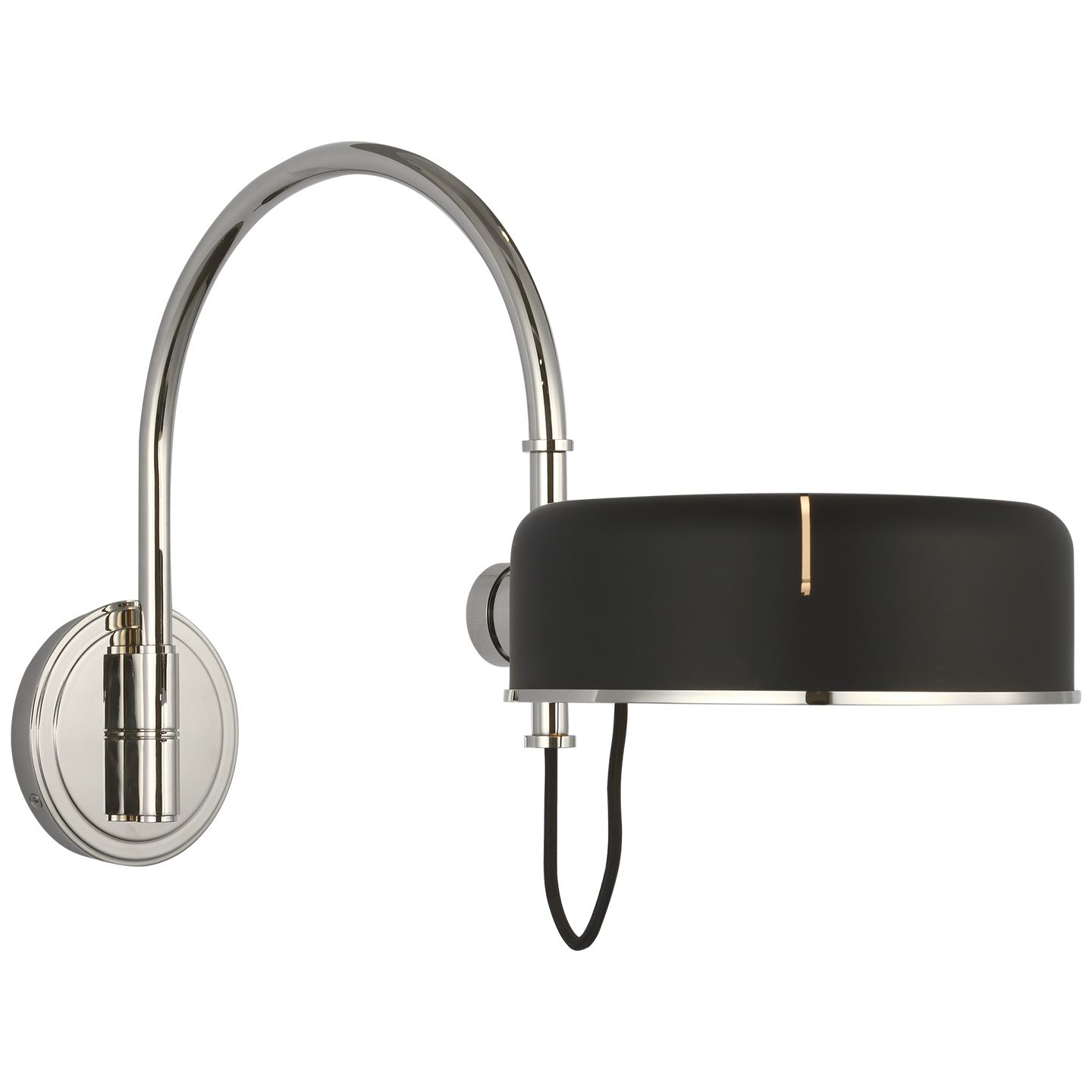 Oso 13" Articulating Arc Wall Light | Polished Nickel | Matte Black Shade