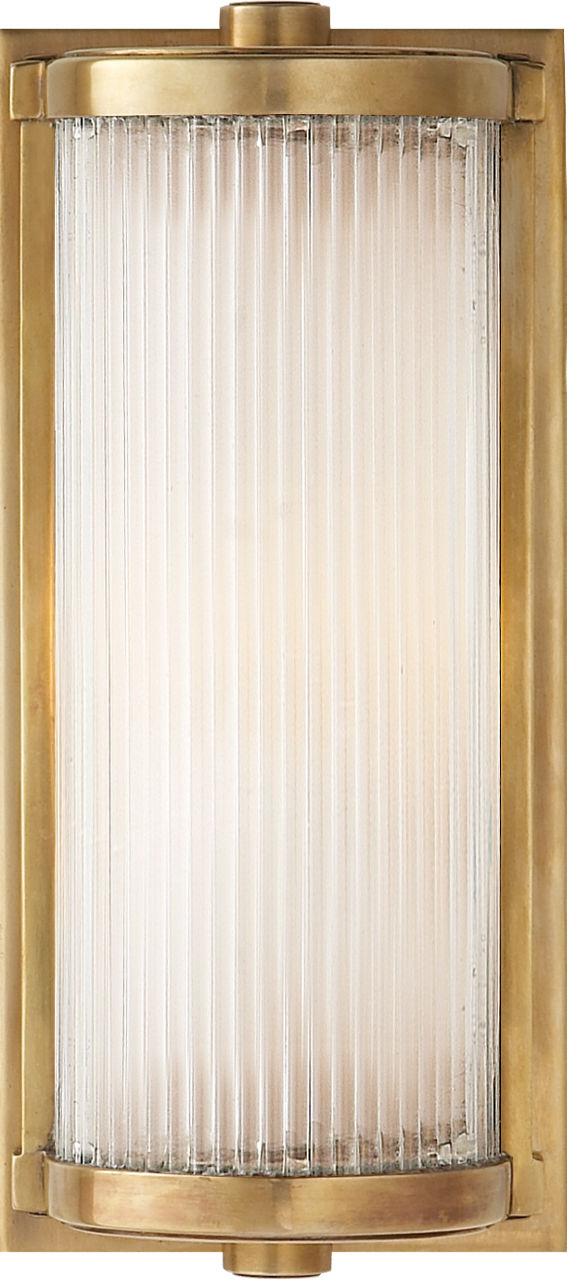 Dresser Short Glass Rod Light | Hand-Rubbed Antique Brass | Frosted Glass Liner