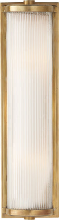 Dresser Long Glass Rod Light | Hand-Rubbed Antique Brass | Frosted Glass Liner