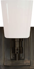 Bryant Single Bath Sconce | Bronze | White Glass