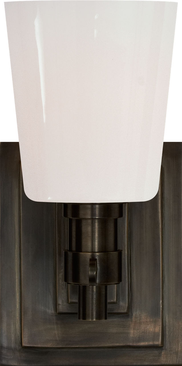 Bryant Single Bath Sconce | Bronze | White Glass