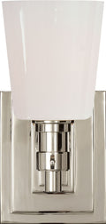 Bryant Single Bath Sconce | Polished Nickel | White Glass