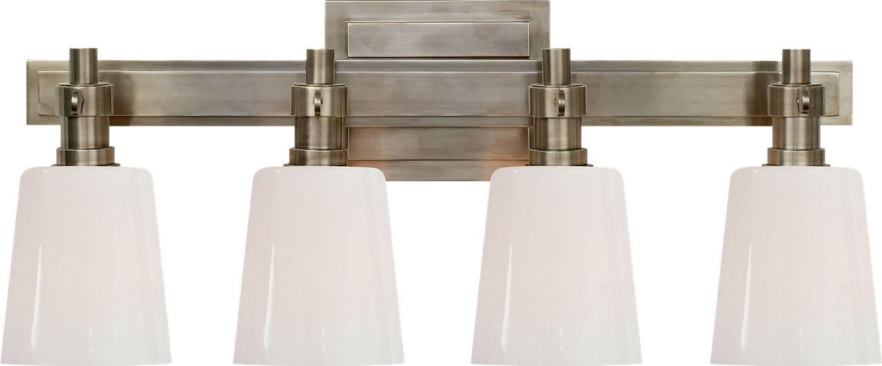 Bryant Four-Light Bath Sconce | Antique Nickel | White Glass