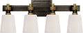 Bryant Four-Light Bath Sconce | Bronze and Hand-Rubbed Antique Brass | White Glass