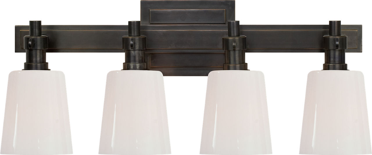 Bryant Four-Light Bath Sconce | Bronze | White Glass