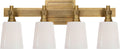 Bryant Four-Light Bath Sconce | Hand-Rubbed Antique Brass | White Glass