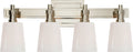 Bryant Four-Light Bath Sconce | Polished Nickel | White Glass