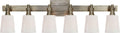 Bryant Six-Light Linear Bath Sconce | Antique Nickel | White Glass