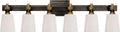 Bryant Six-Light Linear Bath Sconce | Bronze and Hand-Rubbed Antique Brass | White Glass