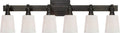 Bryant Six-Light Linear Bath Sconce | Bronze | White Glass