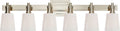 Bryant Six-Light Linear Bath Sconce | Polished Nickel | White Glass
