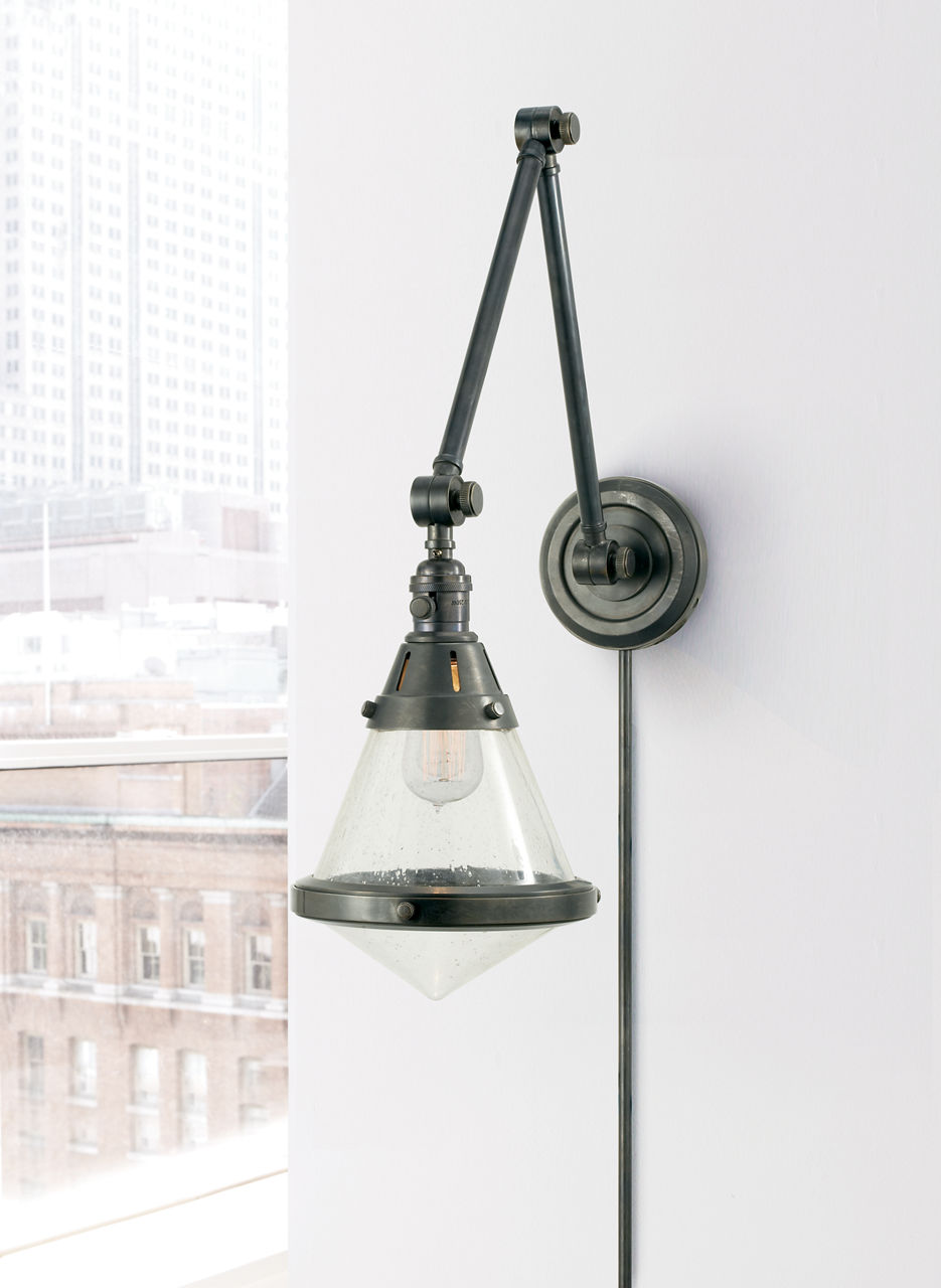 Gale Library Wall Light | Bronze | Seeded Glass