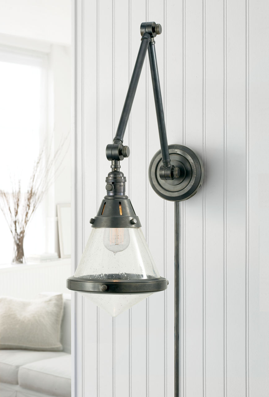 Gale Library Wall Light | Bronze | Seeded Glass