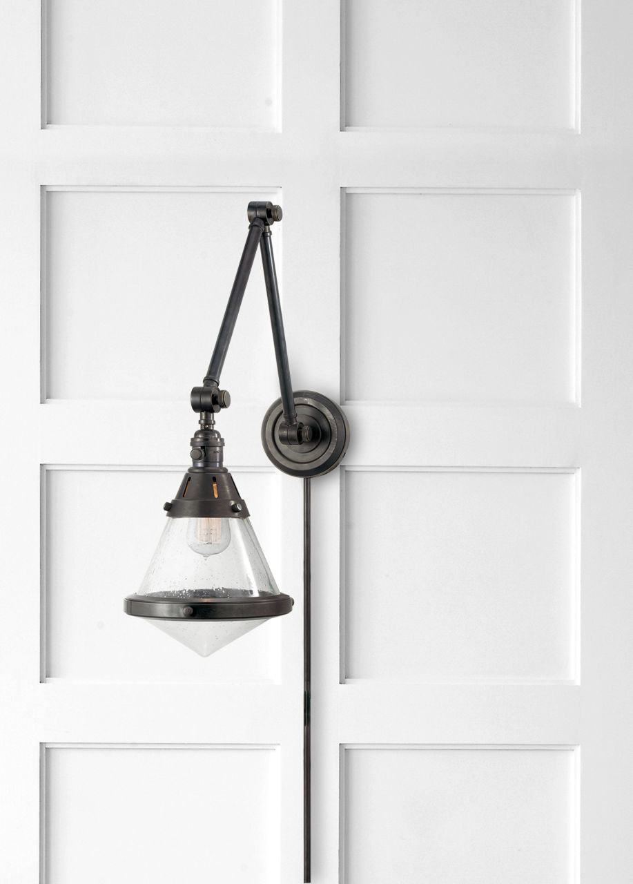 Gale Library Wall Light | Bronze | Seeded Glass