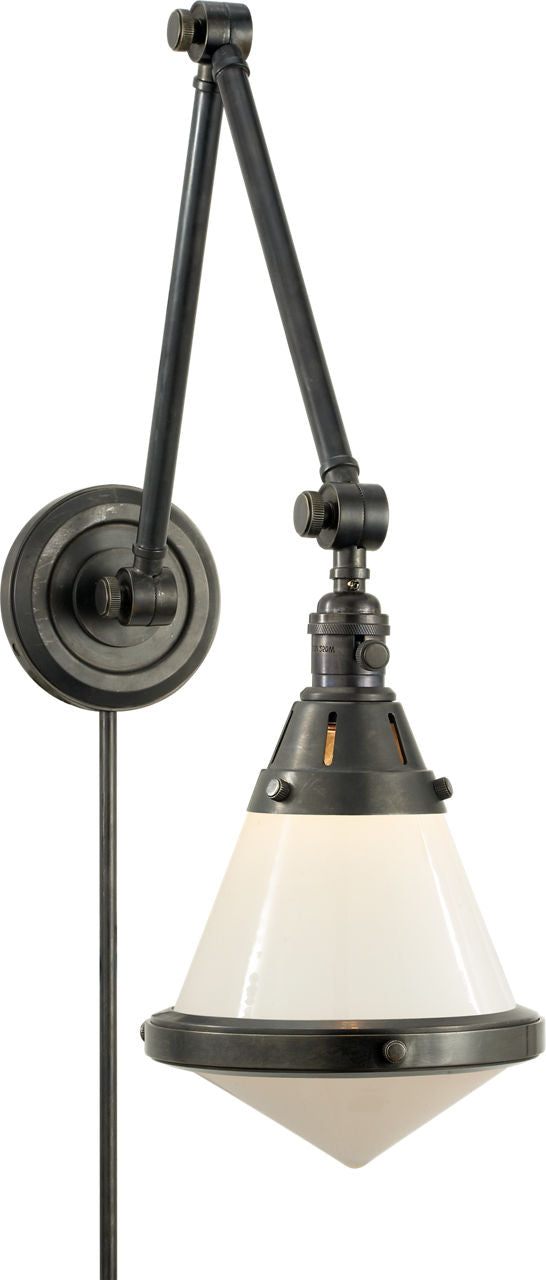 Gale Library Wall Light | Bronze | White Glass