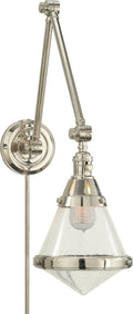 Gale Library Wall Light | Polished Nickel | Seeded Glass
