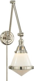 Gale Library Wall Light | Polished Nickel | White Glass