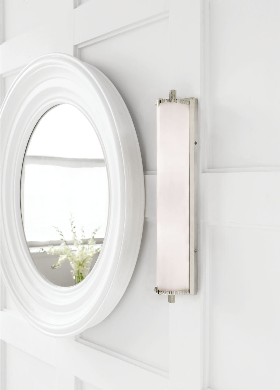 Calliope Tall Bath Light | Polished Nickel | White Glass