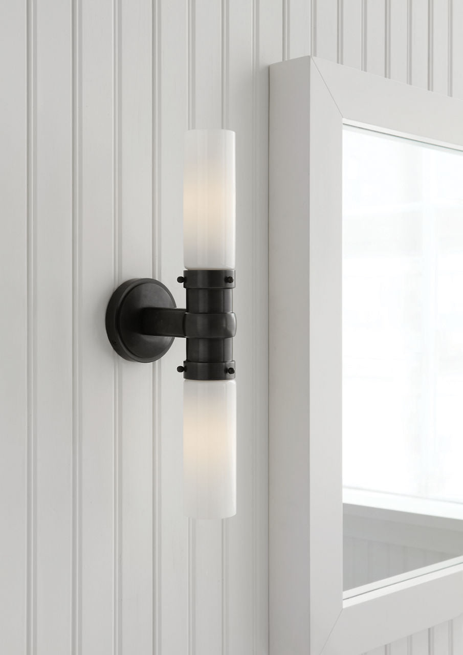 Graydon Double Bath Light | Bronze | White Glass
