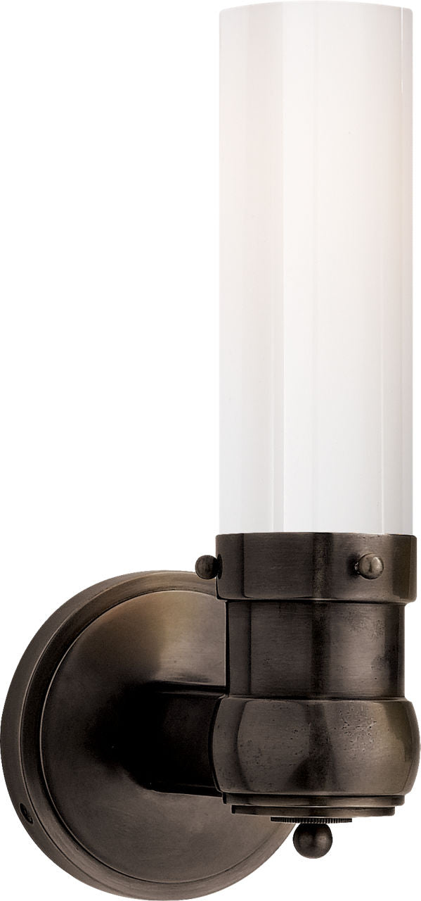 Graydon Single Bath Light | Bronze | White Glass