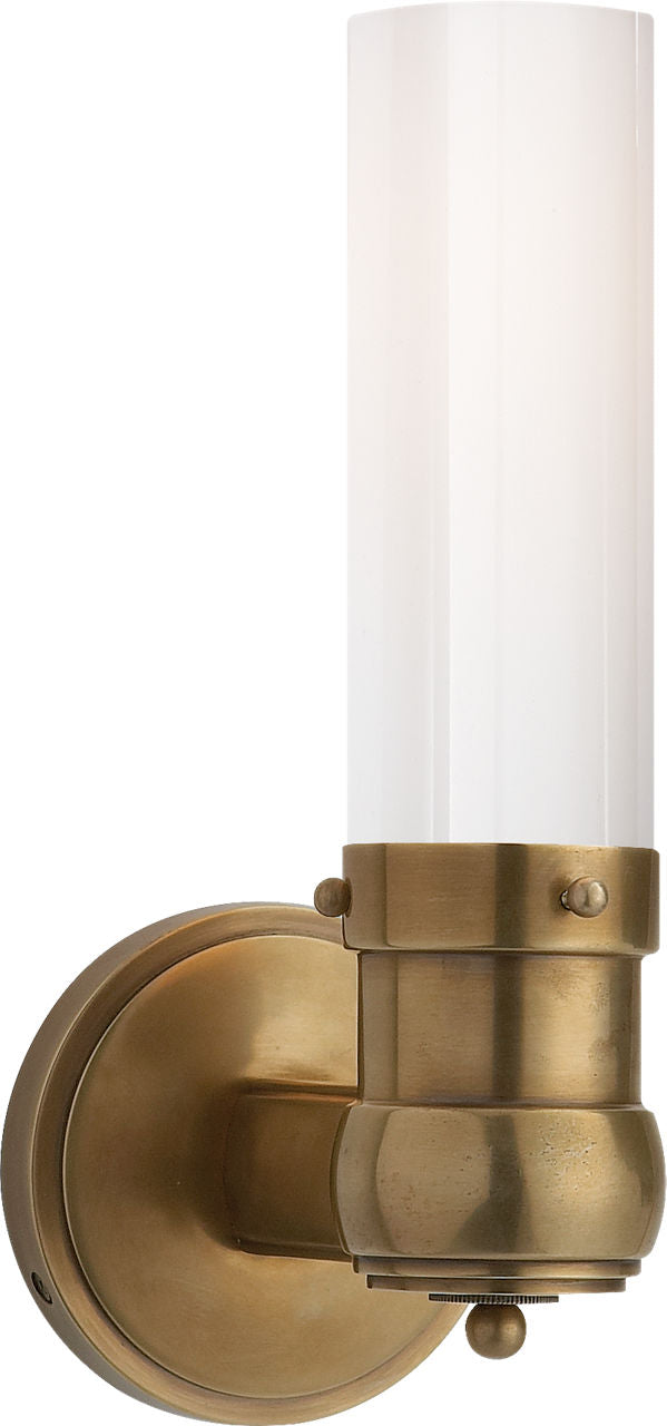 Graydon Single Bath Light | Hand-Rubbed Antique Brass | White Glass