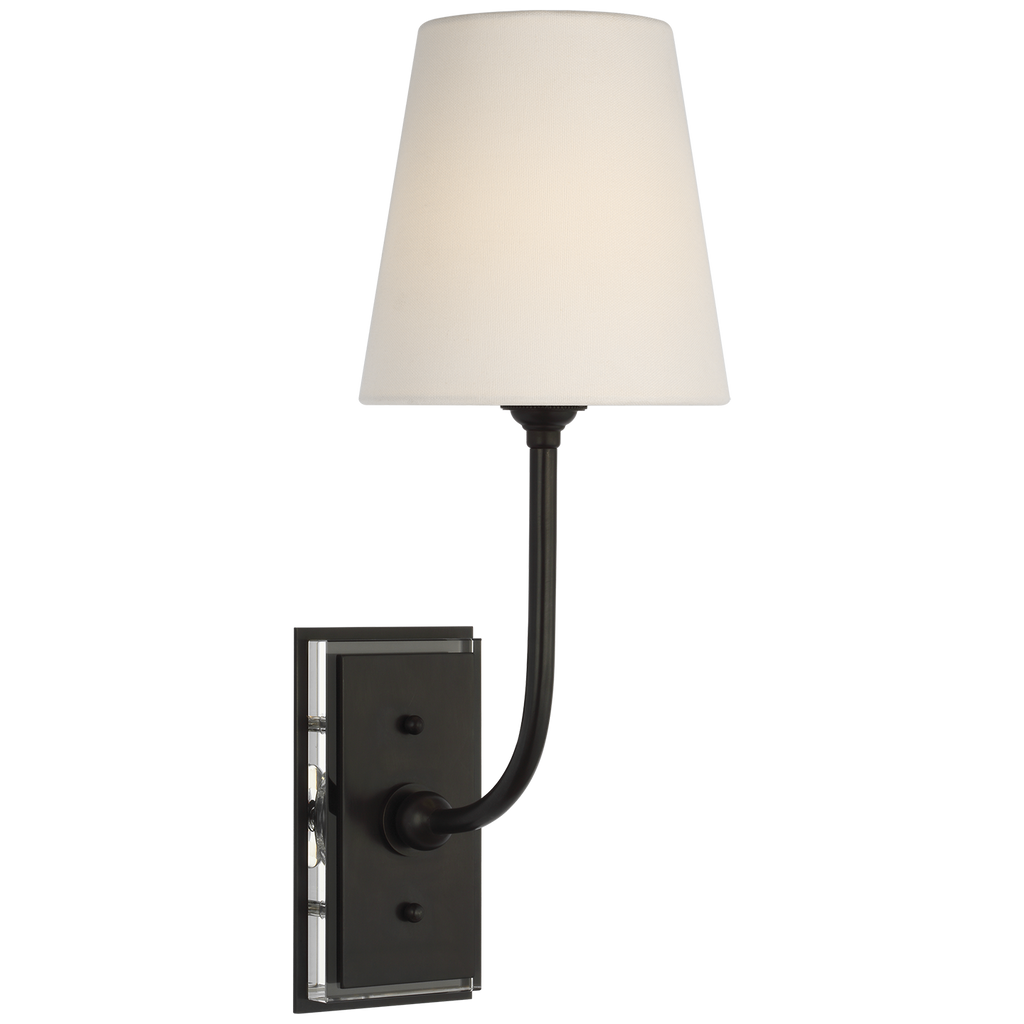Hulton 17" Cordless Single Sconce | Bronze | Linen Shade