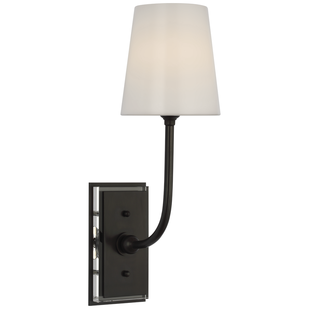 Hulton 17" Cordless Single Sconce | Bronze | White Glass Shade