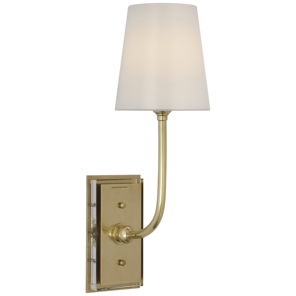 Hulton 17" Cordless Single Sconce | Hand-Rubbed Antique Brass | White Glass Shade