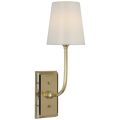 Hulton 17" Cordless Single Sconce | Hand-Rubbed Antique Brass | White Glass Shade