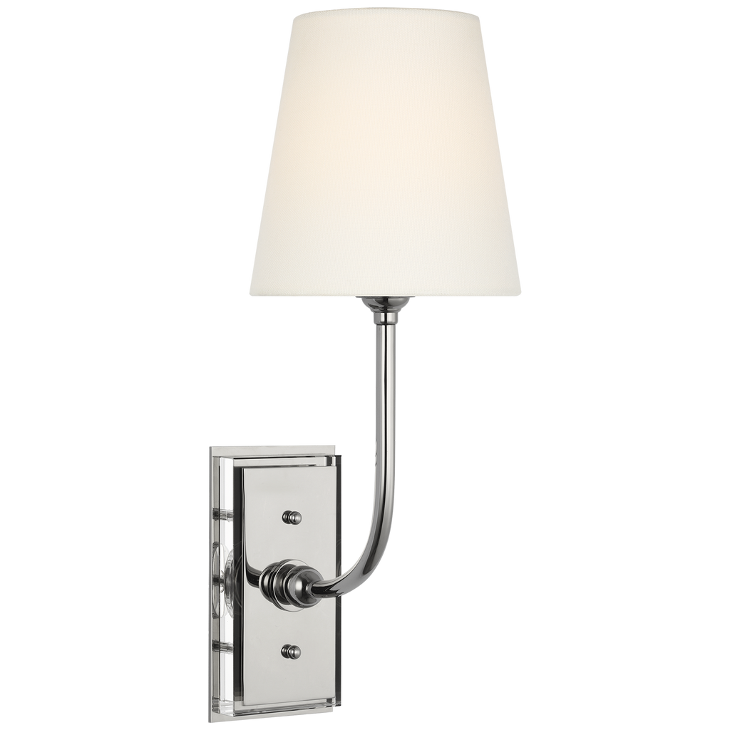Hulton 17" Cordless Single Sconce | Polished Nickel | Linen Shade