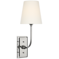 Hulton 17" Cordless Single Sconce | Polished Nickel | Linen Shade