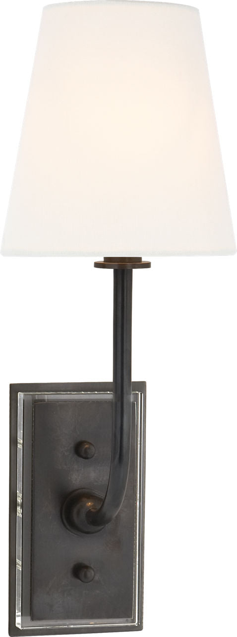 Hulton Sconce | Bronze | Crystal Backplate | Linen Shade